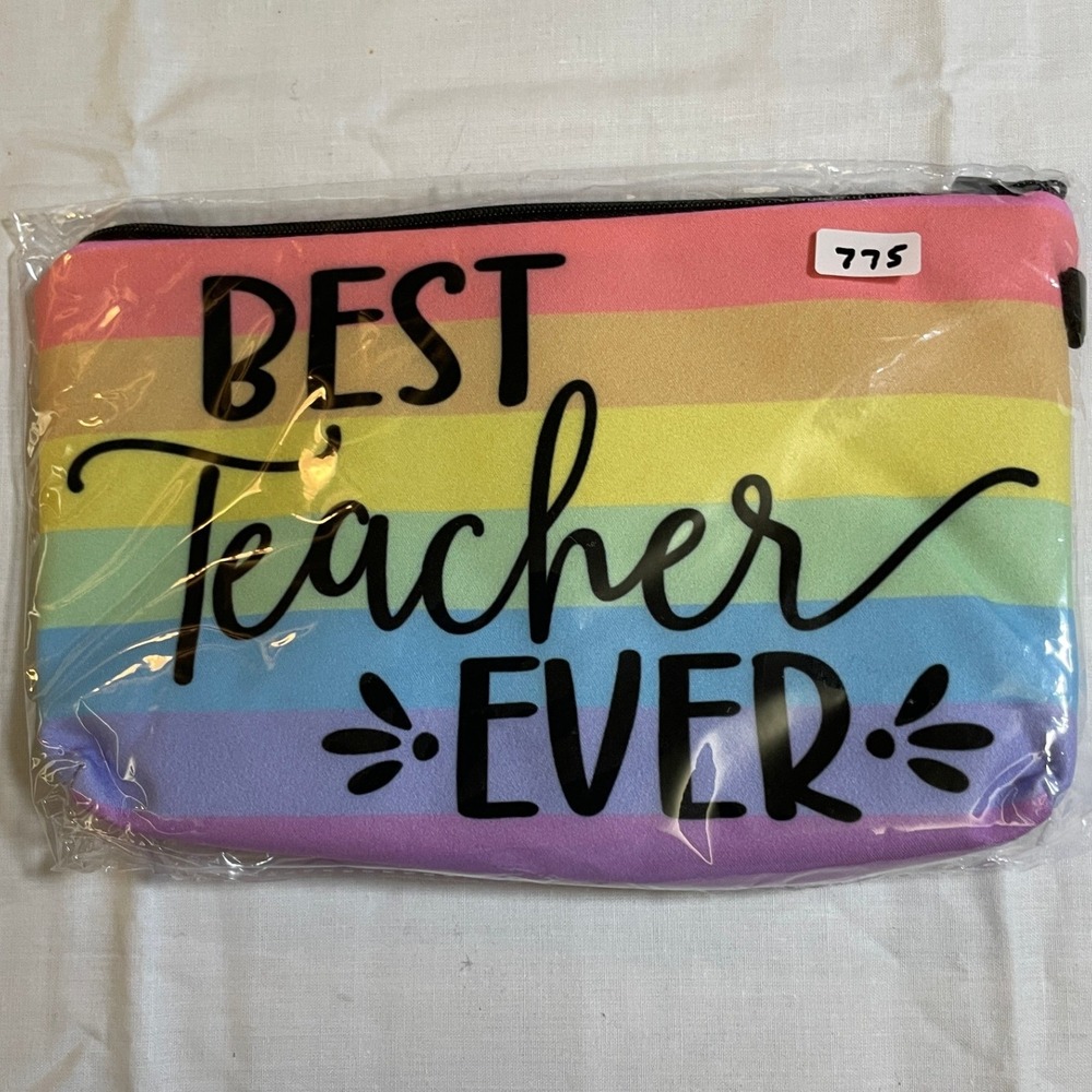 The Pouch Cosmetic Bag Teacher OS Multicolor NEW Rainbow Best‎ Teacher Ever Gift
